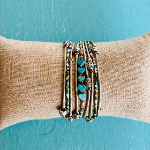 Women’s Leather & Beaded Wrap Bracelet- Hand made by me - Picture 2 of 3